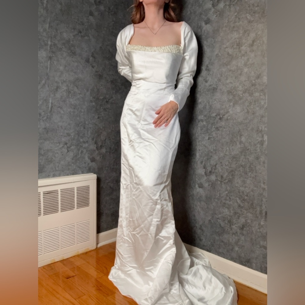 NWT - Missacc Satin Wedding Dress / Pearl Bodice Bridal Gown